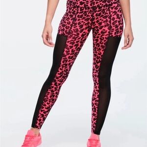 Zumba Funscape High Waisted Mesh Ankle Leggings Pink Happy